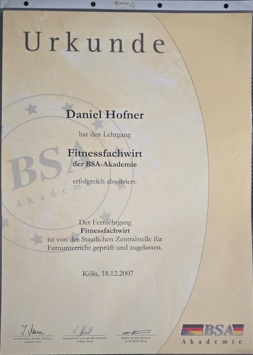 Fitnessfachwirt (certified fitness specialist)