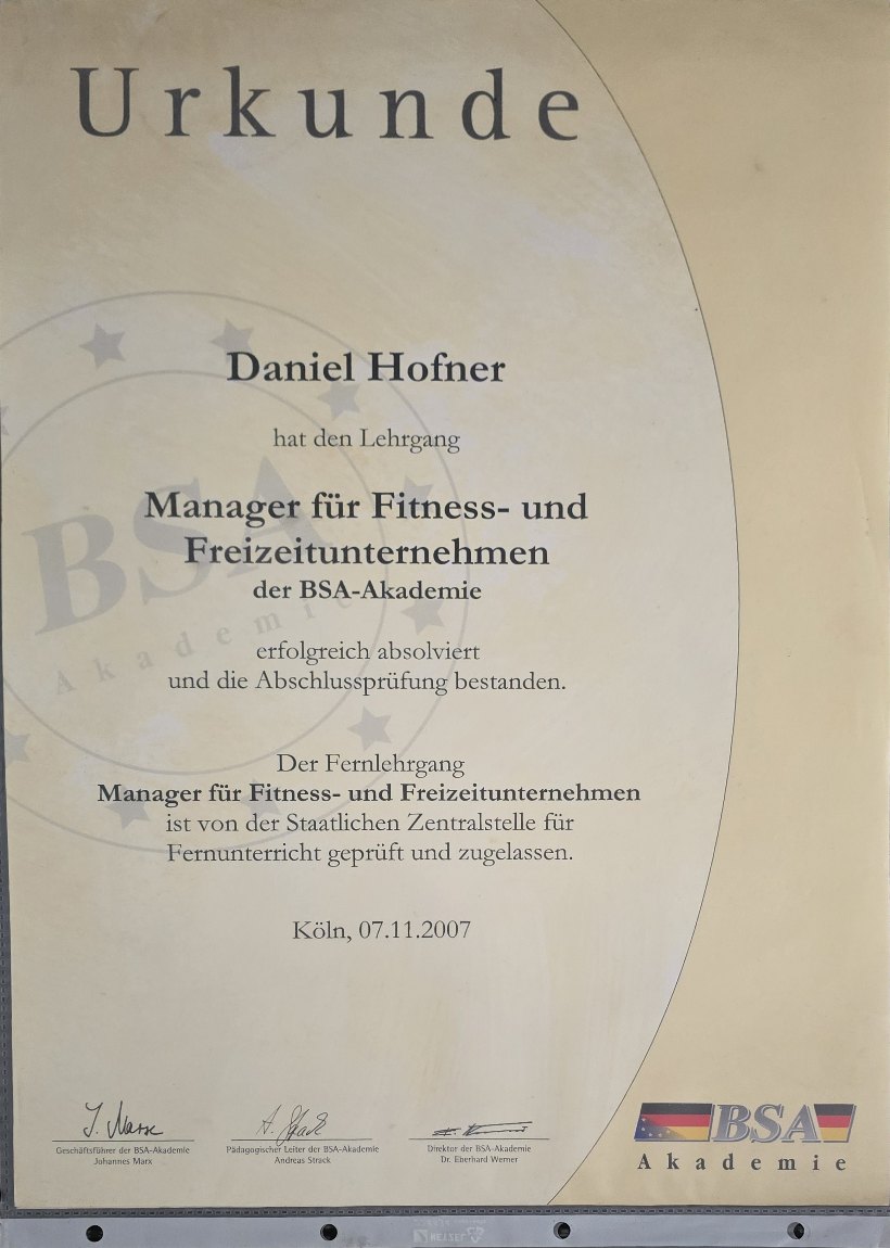 Manager for fitness & leisure businesses